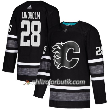 Män Ishockey Calgary Flames tröja Elias Lindholm 28 Svart 2019 All-Star Adidas Authentic